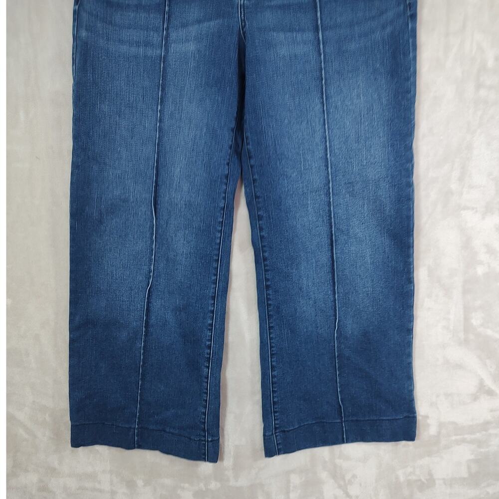 Women's High-Rise Wide-Leg Blue Jeans Pintuck  Front Seam Size 16 EUC Time & Tru - Picture 10 of 15